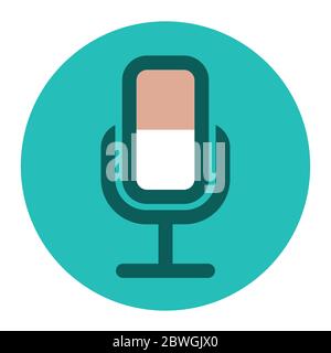 Icône avec microphone pour enregistrement en studio. Illustration de Vecteur