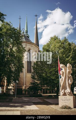 La belle architecture de la cathédrale notre Dame de Luxembourg Banque D'Images