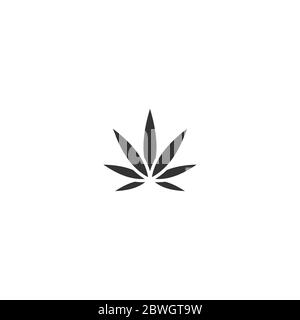 feuille de chanvre noir ou de cannabis isolée sur blanc. CBD, Cannabis, signe médical de la marijuana. Logo de l'industrie écologique. Illustration vectorielle. Illustration de Vecteur