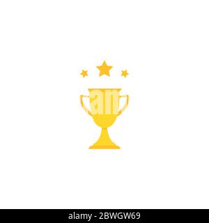 Trophée d'or, coupe gagnante avec des étoiles encerclant isolé sur fond blanc. Premier lieu, bol de récompense. Symbole de succès, victoire, championnat. FLa vecteur Illustration de Vecteur