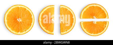 Les tranches d'Orange isolé sur fond blanc Banque D'Images