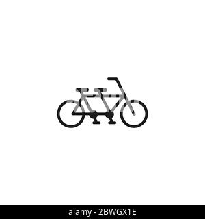 Icône de ligne de vélo tandem. Pictogramme de vélo plat isolé sur blanc. Illustration vectorielle. Symbole de transport romantique ou d'équipe. Logo « Healthy Journey ». Noir a Illustration de Vecteur