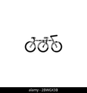 Icône de ligne de vélo tandem. Pictogramme de vélo plat isolé sur blanc. Illustration vectorielle. Symbole de transport romantique ou d'équipe. Logo « Healthy Journey ». Noir a Illustration de Vecteur