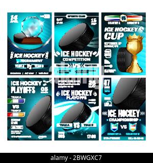 Jeu d'affiches de promotion de sport sur glace de hockey Vector Illustration de Vecteur