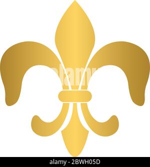 golden Fleur-de-lis Icon vector de style héraldique Lily Illustration de Vecteur