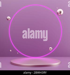 Podium métallique rose pour cosmétiques Banque D'Images
