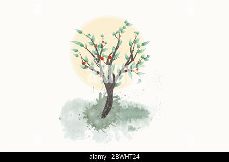 Une pomme Tree. Illustration vectorielle Banque D'Images