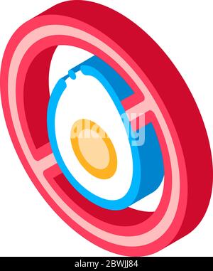 Illustration vectorielle isométrique à icône d'œuf de poulet sans allergène Illustration de Vecteur