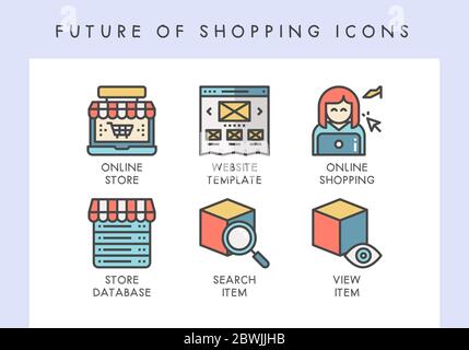 L'avenir des icônes de concept d'achat pour le site Web, blog, application, présentation, etc Illustration de Vecteur