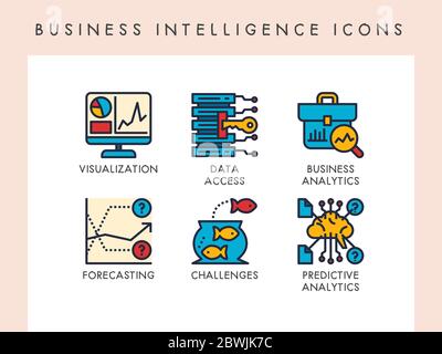 Icônes de concept de veille stratégique pour le site Web, l'application, le blog, la présentation, etc Illustration de Vecteur