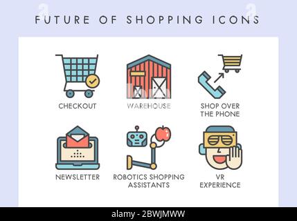 L'avenir des icônes de concept d'achat pour le site Web, blog, application, présentation, etc Illustration de Vecteur