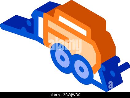 Illustration vectorielle de l'icône isométrique de la presse de foin pour remorque Illustration de Vecteur
