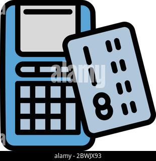 Icône du terminal de carte de crédit. Contour carte de crédit terminal icône de vecteur pour la conception de Web isolé sur fond blanc Illustration de Vecteur