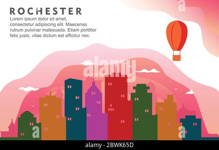 Rochester New York City Building Cityscape Skyline Illustration d'arrière-plan dynamique Illustration de Vecteur