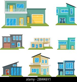 Maison moderne Immobilier icône symbole plat élément de couleur Illustration de Vecteur