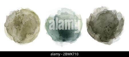 Jeu de cadres de cercles aquarelle ton de terre dessinés à la main, taches aquarelles pour l'arrière-plan, la bannière, l'affiche, la carte, la brochure Illustration de Vecteur