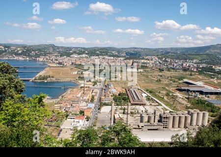 Paysage de Bagnoli et golfe de Naples, Naples, Italie Banque D'Images