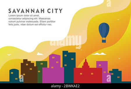 Savannah Georgia City Building Cityscape Skyline illustration d'arrière-plan dynamique Illustration de Vecteur