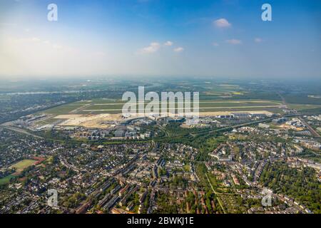 Aéroport de Düsseldorf, 30.04.2019, vue aérienne, Allemagne, Rhénanie-du-Nord-Westphalie, Basse-Rhin, Düsseldorf Banque D'Images