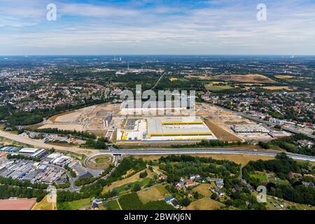 Nouvelle zone commerciale Mark 51░7 avec centre logistique DHL et autoroute A448, Allemagne, Rhénanie-du-Nord-Westphalie, région de la Ruhr, Bochum Banque D'Images