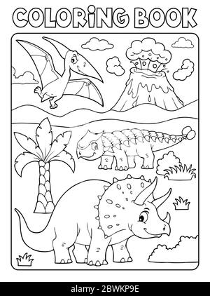 Livre de coloriage dinosaure sujet image 6 - eps10 illustration vectorielle. Illustration de Vecteur