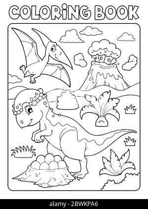 Livre de coloriage dinosaure sujet image 7 - eps10 illustration vectorielle. Illustration de Vecteur