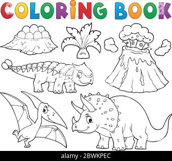 Livre de coloriage dinosaure sujet image 5 - eps10 illustration vectorielle. Illustration de Vecteur