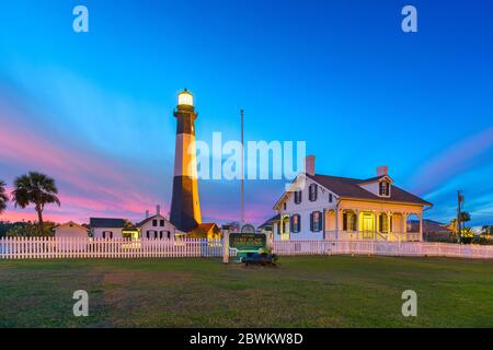 Tybee Island, Géorgie, États-Unis au phare au crépuscule. Banque D'Images