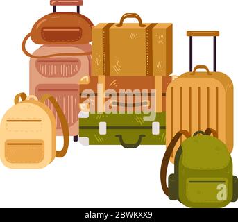 Ensemble de sacs à bagages et de sacs à dos Diversity Illustration de Vecteur