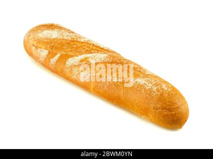 Baguette fraîchement cuite isolée sur fond blanc Banque D'Images