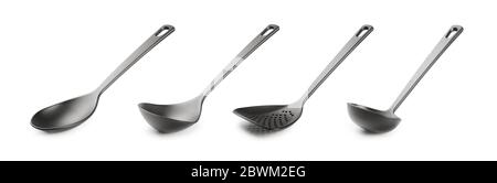 Ensemble d'accessoires de cuisine. Outils de cuisson isolés sur fond blanc. Pour votre conception. Banque D'Images
