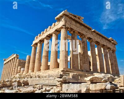 Temple de la célèbre Acropole d'Athènes en Grèce Banque D'Images