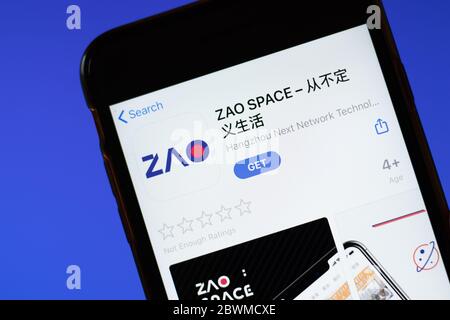 Moscou, Russie - 1er juin 2020 : gros plan du logo mobile de l'application ZAO SPACE, illustration éditoriale. Banque D'Images