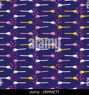 un motif vectoriel sans couture pour les balais volants magiques Illustration de Vecteur