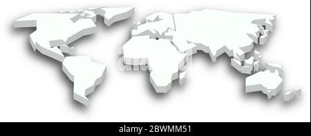 Carte 3D blanche du monde avec ombre portée sur l'arrière-plan. Papier peint à thème international. Illustration vectorielle EPS10 tridimensionnelle rendue. Illustration de Vecteur