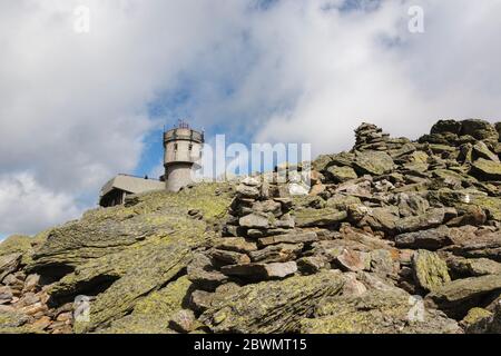 Le sommet du mont Washington dans les White Mountains, New Hampshire. Banque D'Images