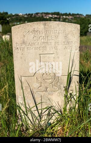 Tombe de guerre du Commonwealth, cimetière Blackburn. Banque D'Images