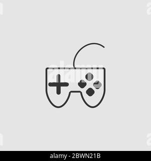 Icône de joystick plate. Pictogramme noir sur fond gris. Symbole d'illustration vectorielle Illustration de Vecteur