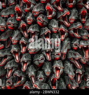 Temps de tétée de T-Rex / Illustration 3D de la horde de dinosaures de tyrannosaurus Rex, une préhistoire féroce Banque D'Images