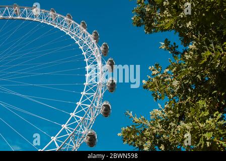 Londres, Royaume-Uni - 17 octobre 2019 : la roue d'observation de l'œil de Coca-Cola London est une célèbre attraction touristique sur la Tamise à Londres. Banque D'Images