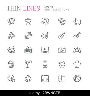 Ensemble d'icônes de ligne liées à l'événement. Contour modifiable Illustration de Vecteur