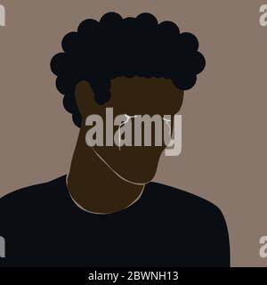 Homme noir pleure. Larmes sur le visage de caractère afro-américain, vecteur moderne dans le style plat. Concept de racisme Time Stop. Douleur de l'injustice. Bla Illustration de Vecteur