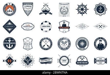 Logotypes et insignes Vintage. Éléments de conception vectorielle, logos, identité, objets, étiquettes et badges. Illustration de Vecteur