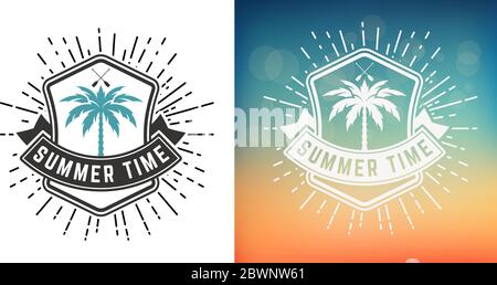 Logo vintage Summer Time. Vecteur superposé Illustration de Vecteur