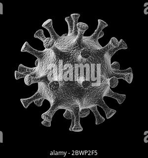 Coronavirus 2019-nCov virus du microscope gros plan. rendu 3d. Banque D'Images