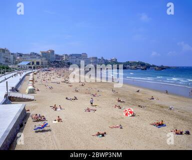 Plage Miramar, Biarritz (Miarritze), Pyrénées-Atlantiques, Nouvelle-Aquitaine, France Banque D'Images