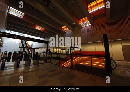 Social distance sur Sydney Metro Norwest Station Driverless Banque D'Images