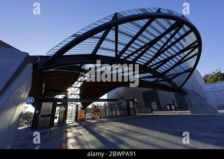 Social distance sur Sydney Metro Norwest Station Driverless Banque D'Images