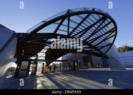 Social distance sur Sydney Metro Norwest Station Driverless Banque D'Images