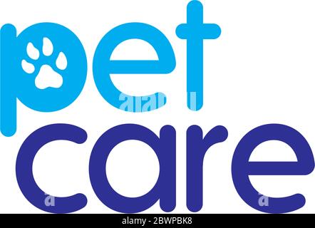 Concept de conception de logo à propos des services PET Care avec icône d'empreinte Illustration de Vecteur